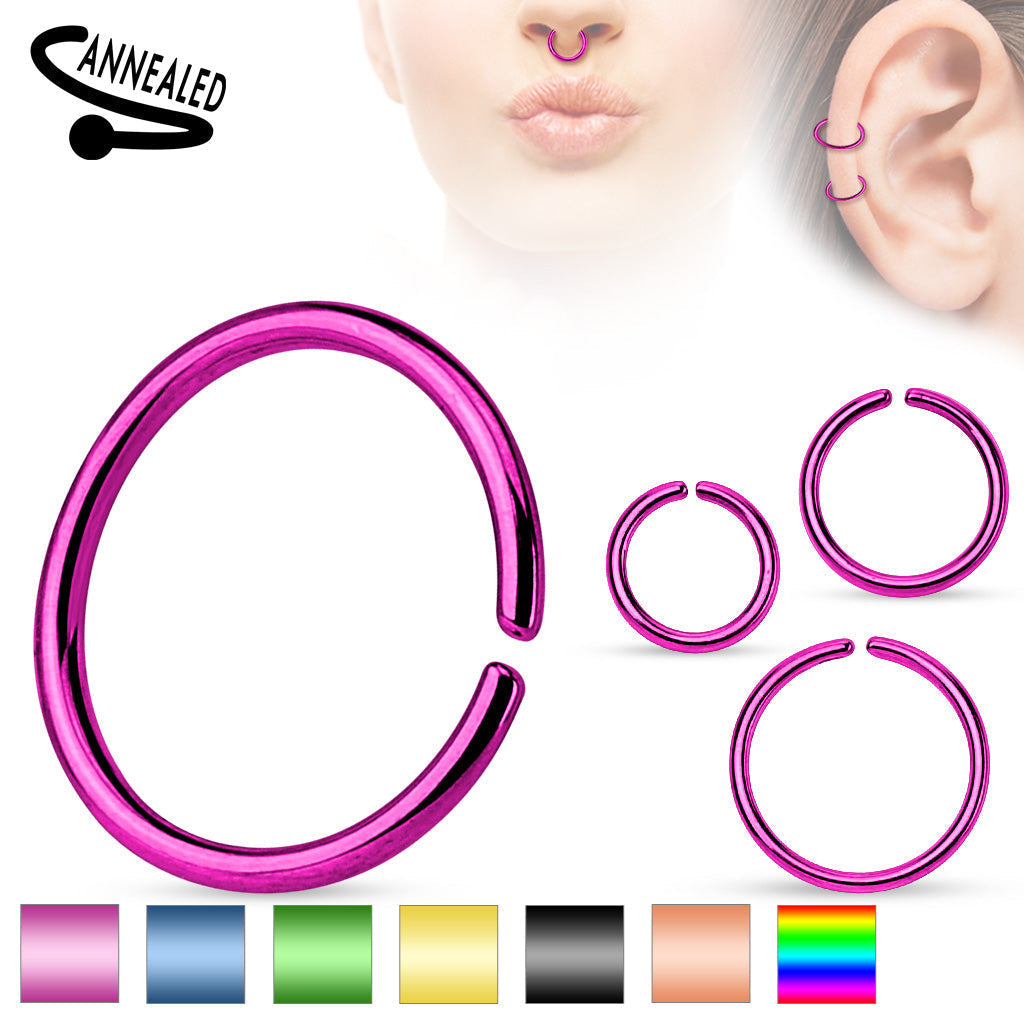 16 Gauge Titanium Anodized over 316L Surgical Steel Annealed Rings