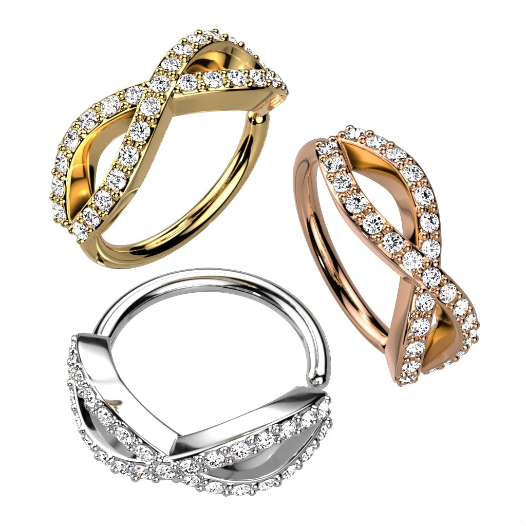 18 Gauge Infinity Jewelled Hoop Ring For Nose & Ear