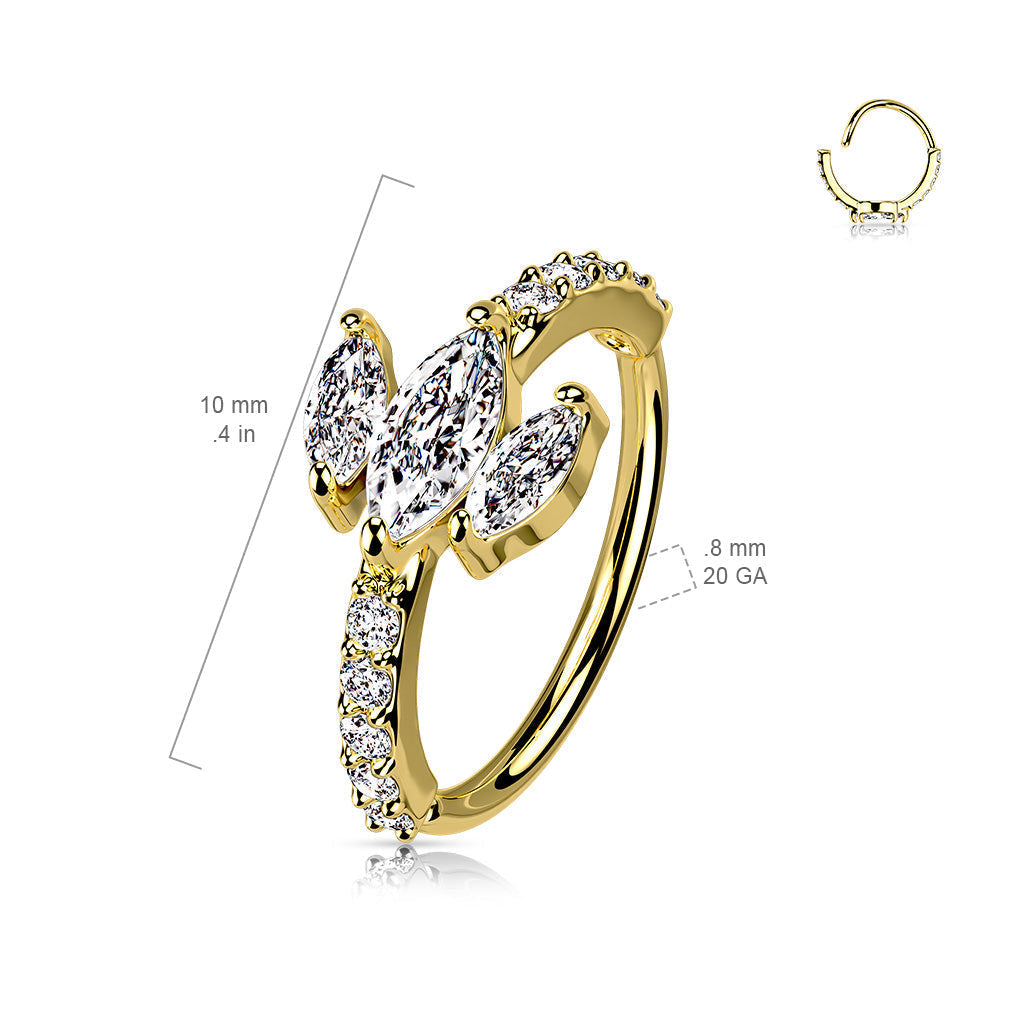 20 Gauge Gold Marquise Flower Hoop Ring for Nose & Ear