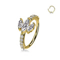 20 Gauge Gold Marquise Flower Hoop Ring for Nose & Ear