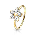 20 Gauge Crystal Flower Hoop Ring For Nose & Ear