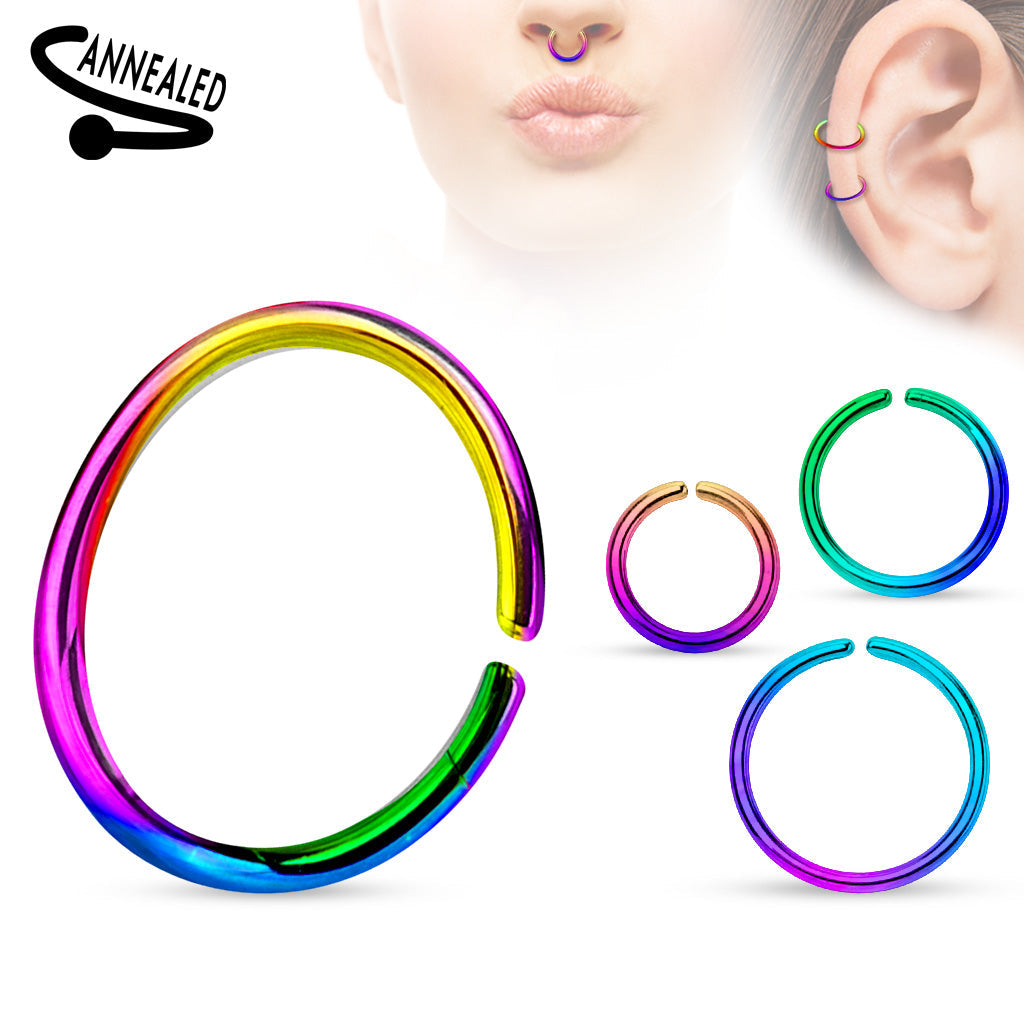 16 Gauge Titanium Anodized over 316L Surgical Steel Annealed Rings