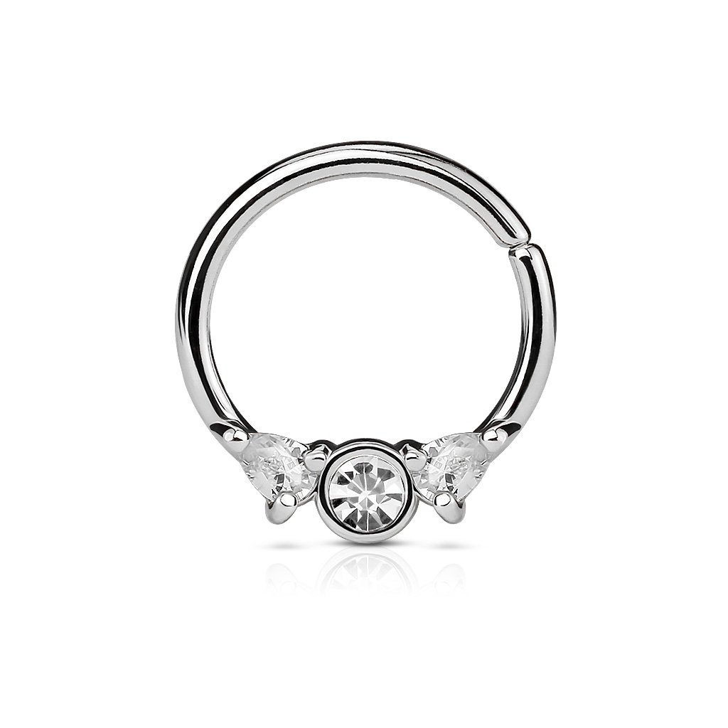 16 Gauge Prong Set Gem Bendable Hoop Ring For Nose & Ear