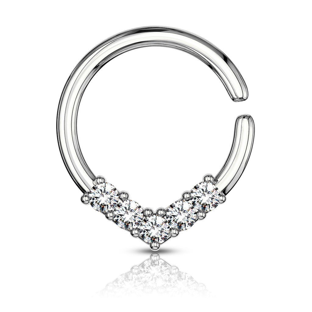 16 Gauge V Shape Crystal Bendable Hoop Ring