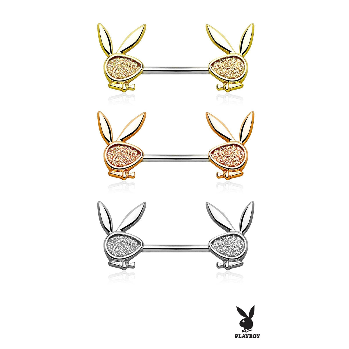 Playboy Bunny Glitter Nipple Barbell Ring
