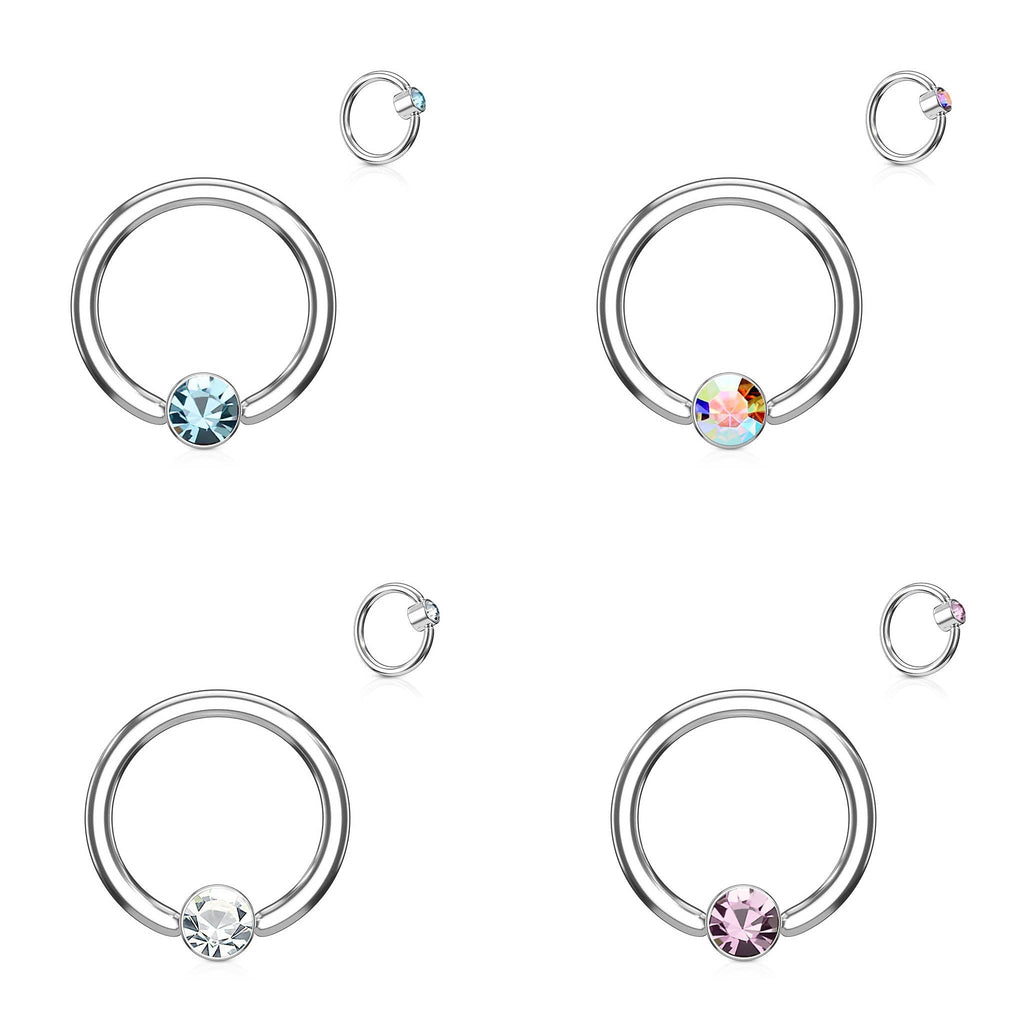 14 Gauge Crystal Set Captive Hoop Ring
