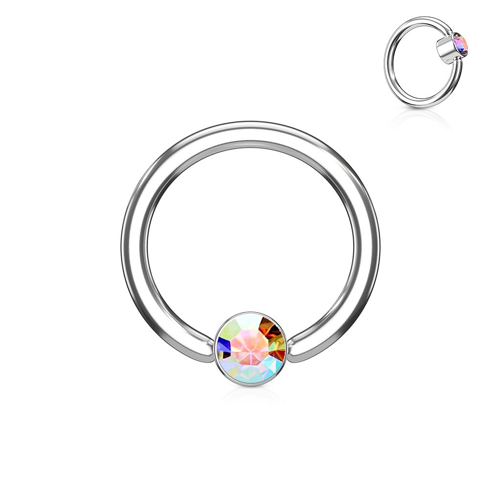 14 Gauge Crystal Set Captive Hoop Ring