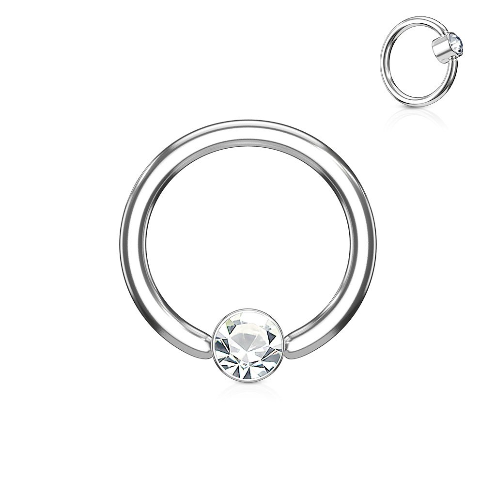 14 Gauge Crystal Set Captive Hoop Ring