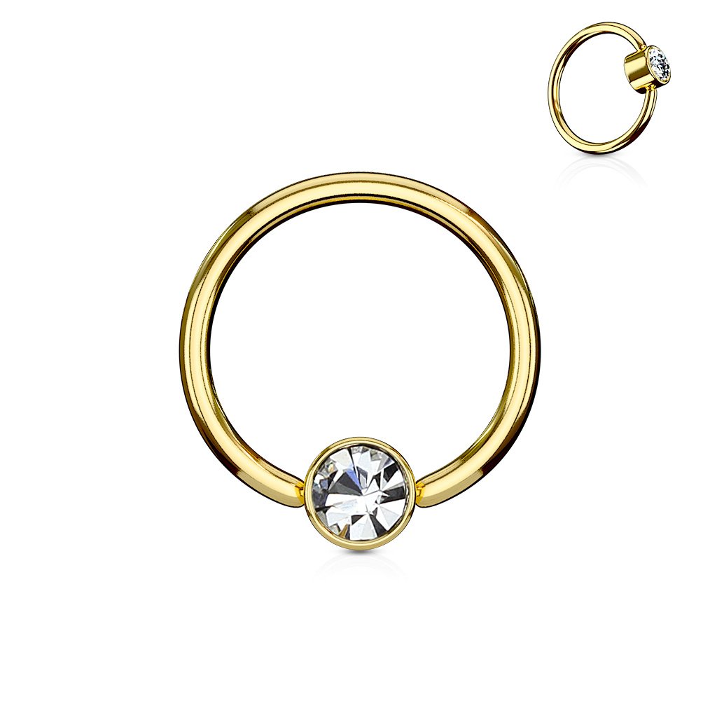 16 Gauge Crystal Set PVD Captive Ring