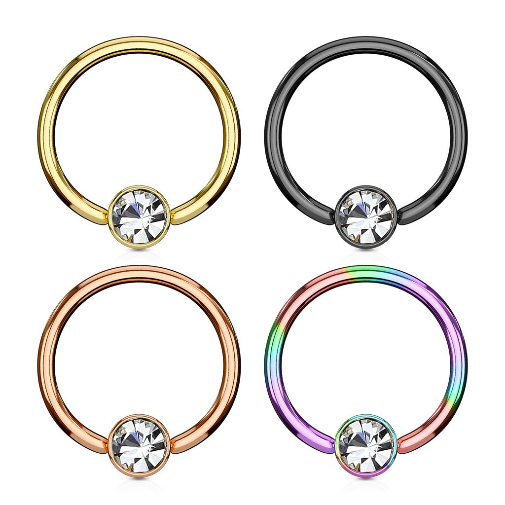 16 Gauge Crystal Set PVD Captive Ring