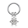 16 Gauge Dangling Crystal Flower Captive Ring