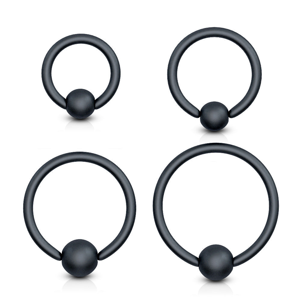 16 Gauge Matte Black Removeable Ball Captive Ring