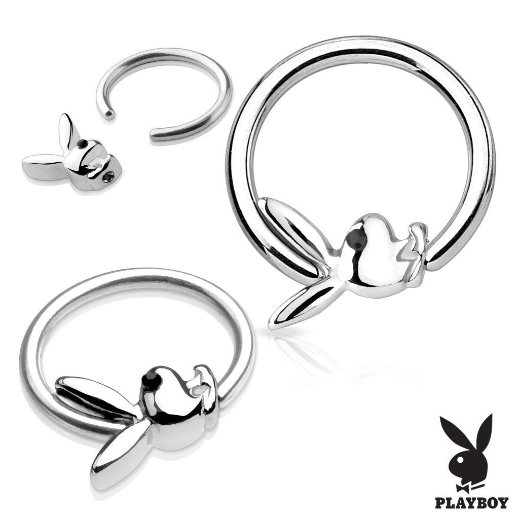 16 Gauge Silver Playboy Bunny Captive Ring