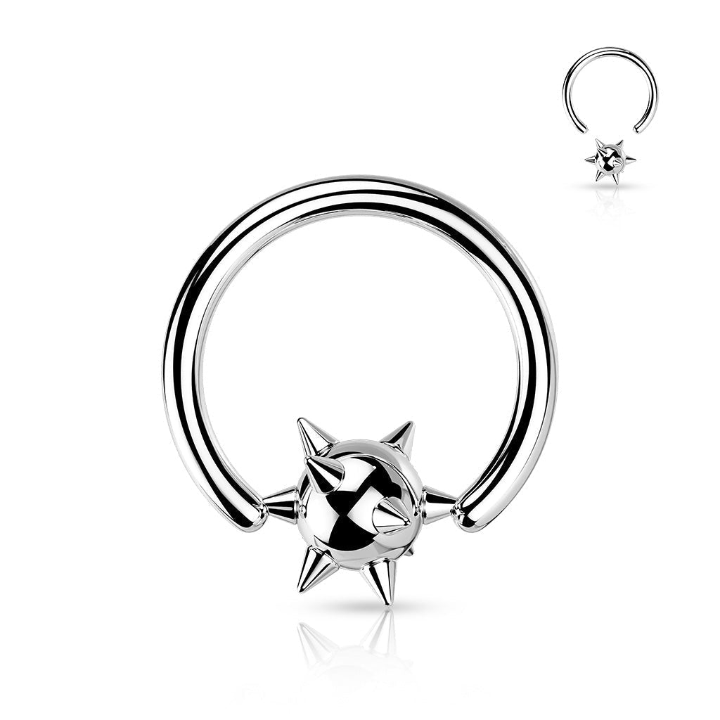 16 Gauge Silver Spike Ball Captive Ring