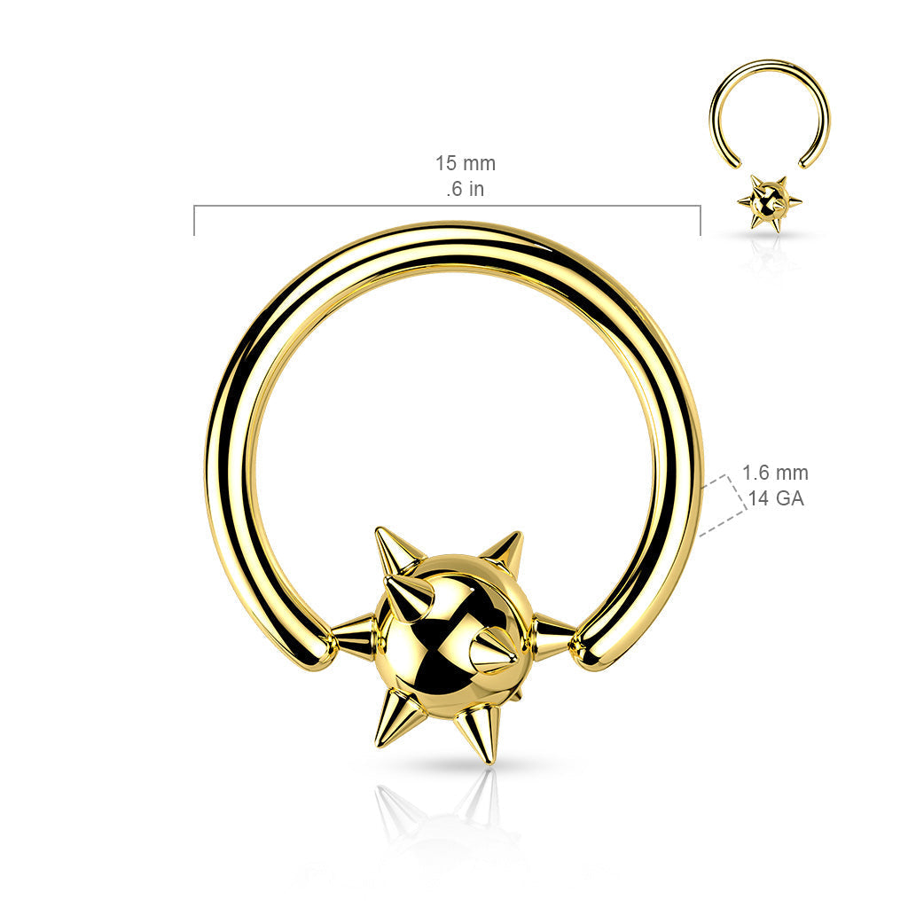 16 Gauge Silver Spike Ball Captive Ring