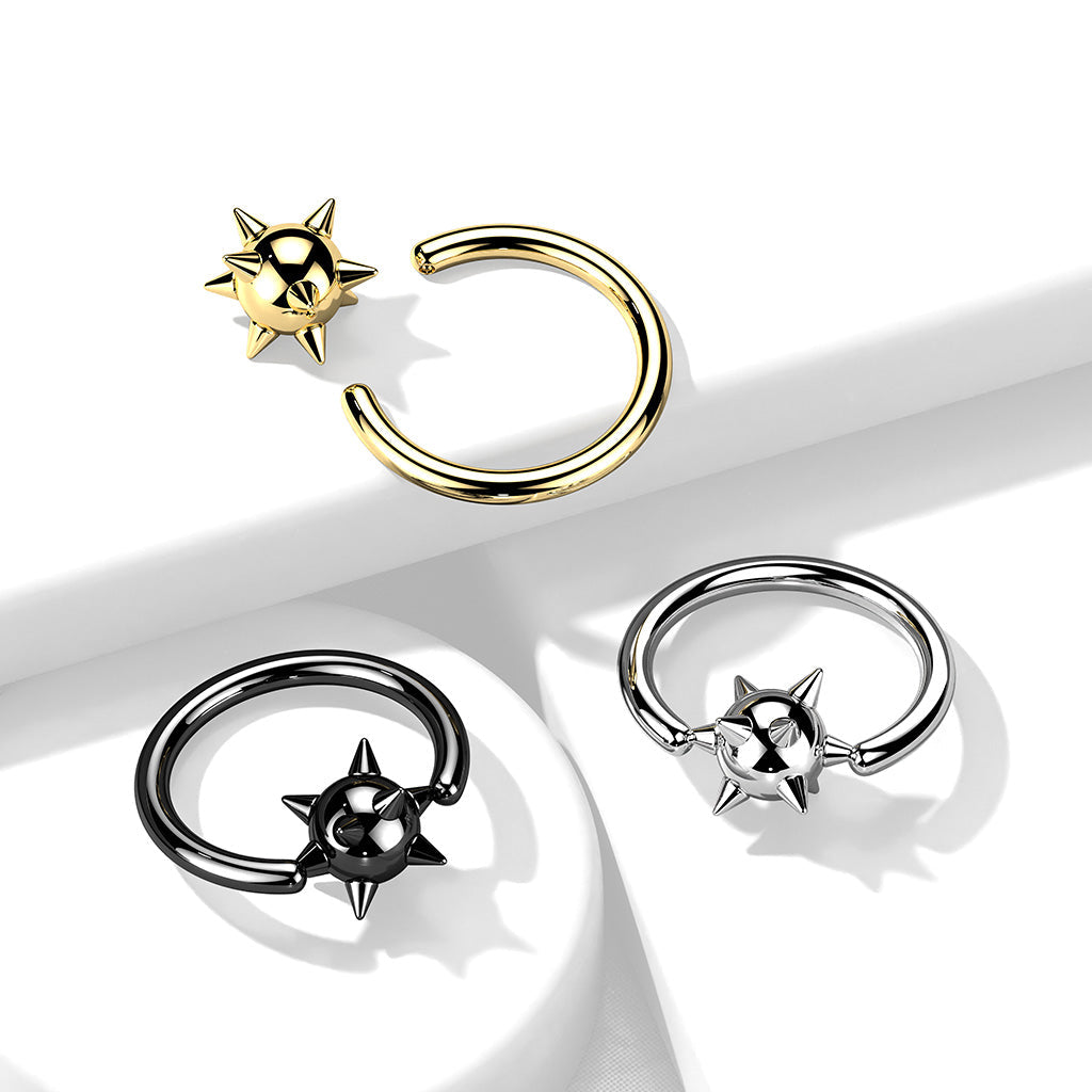 16 Gauge Silver Spike Ball Captive Ring