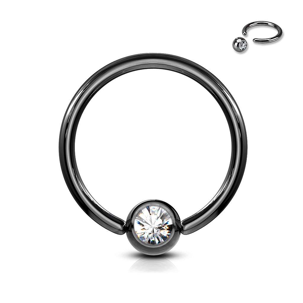 16 Gauge Titanium IP Crystal Set Captive Hoop Ring