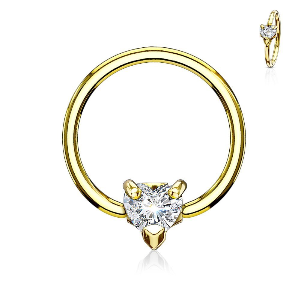 14 Gauge Crystal Heart Captive Ring