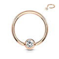Rose Gold Surgical Steel Gem Set Ball Captive Rings