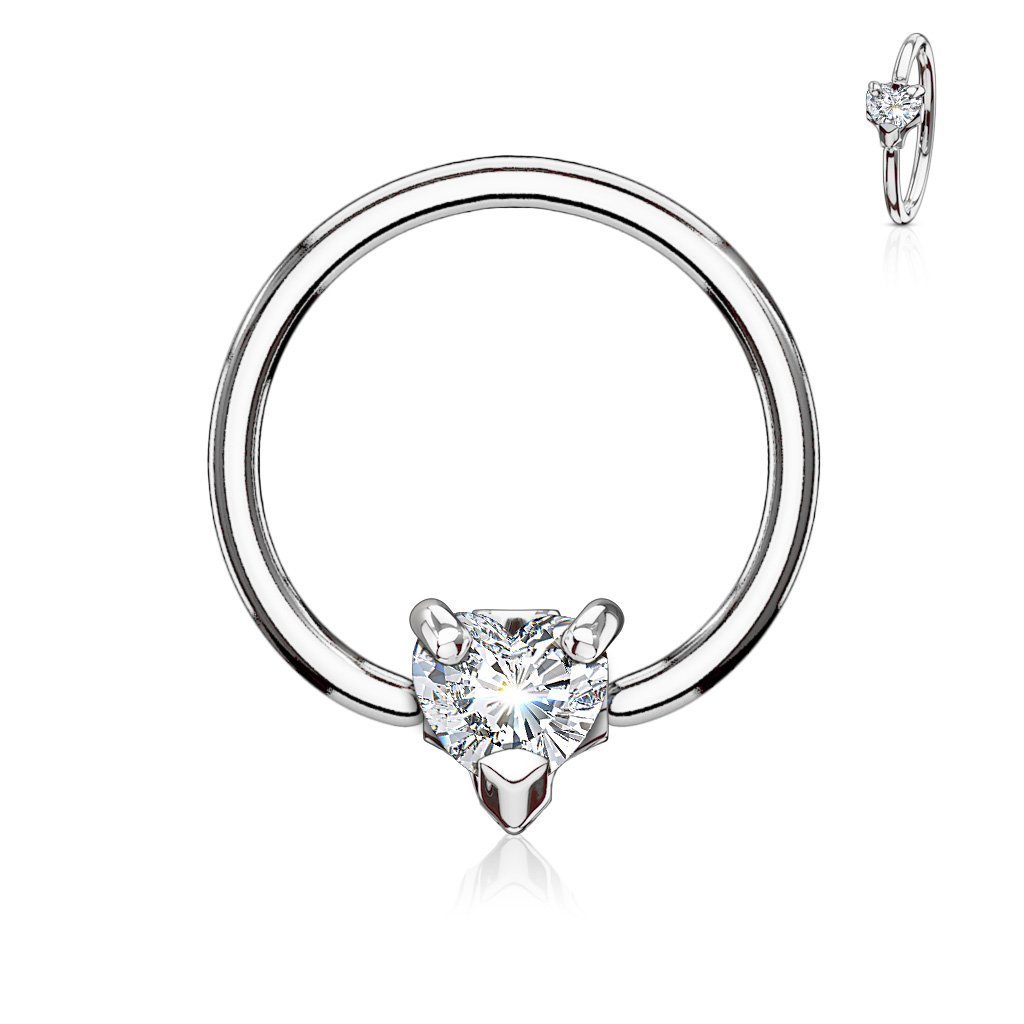 14 Gauge Crystal Heart Captive Ring