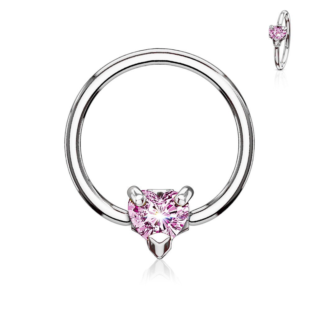 14 Gauge Crystal Heart Captive Ring