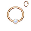16 Gauge Removable Ball End Opal Captive Ring - Gold