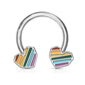 16 Gauge Rainbow Heart Circular Barbell / Horseshoe