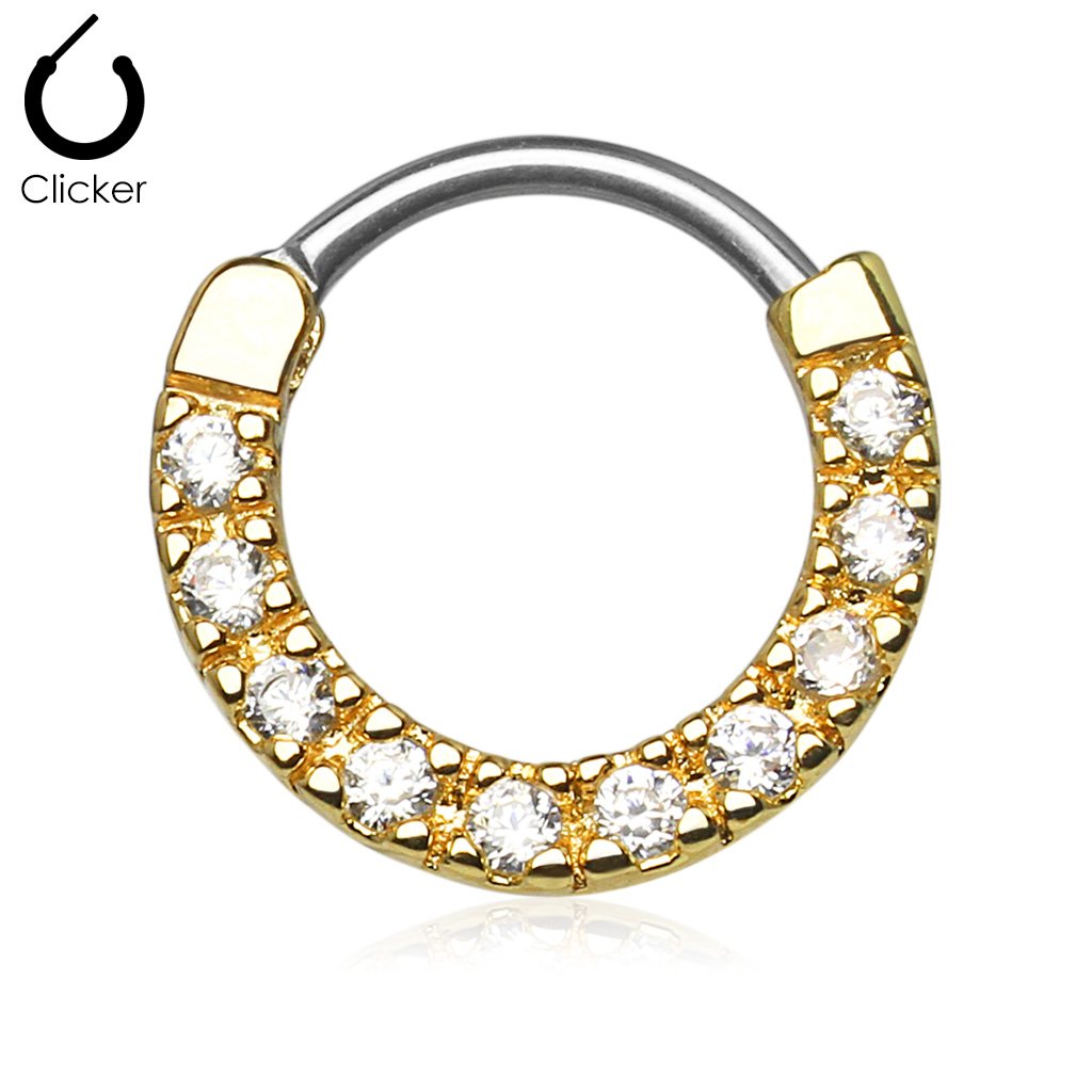 16 Gauge Crystal Paved Nose / Septum / Cartilage Clicker Ring
