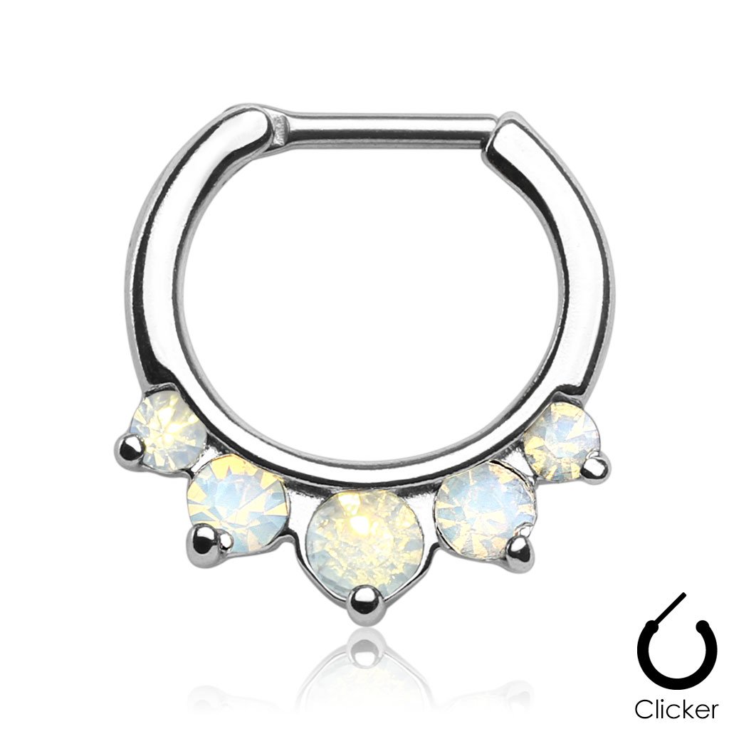 16 Gauge Five Opal Nose / Septum / Cartilage Clicker Ring