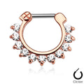 Rose Gold Crystal Lined Nose / Septum / Cartilage Clicker Ring