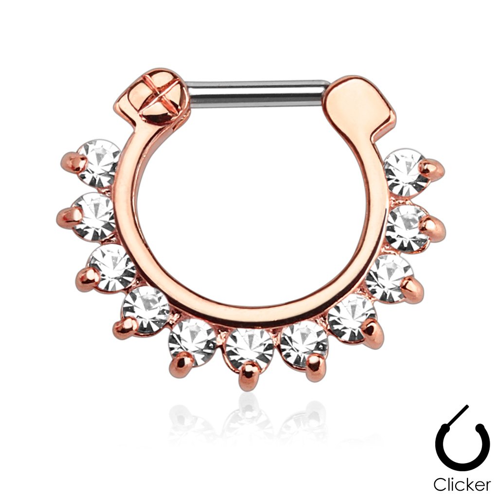Rose Gold Crystal Lined Nose / Septum / Cartilage Clicker Ring