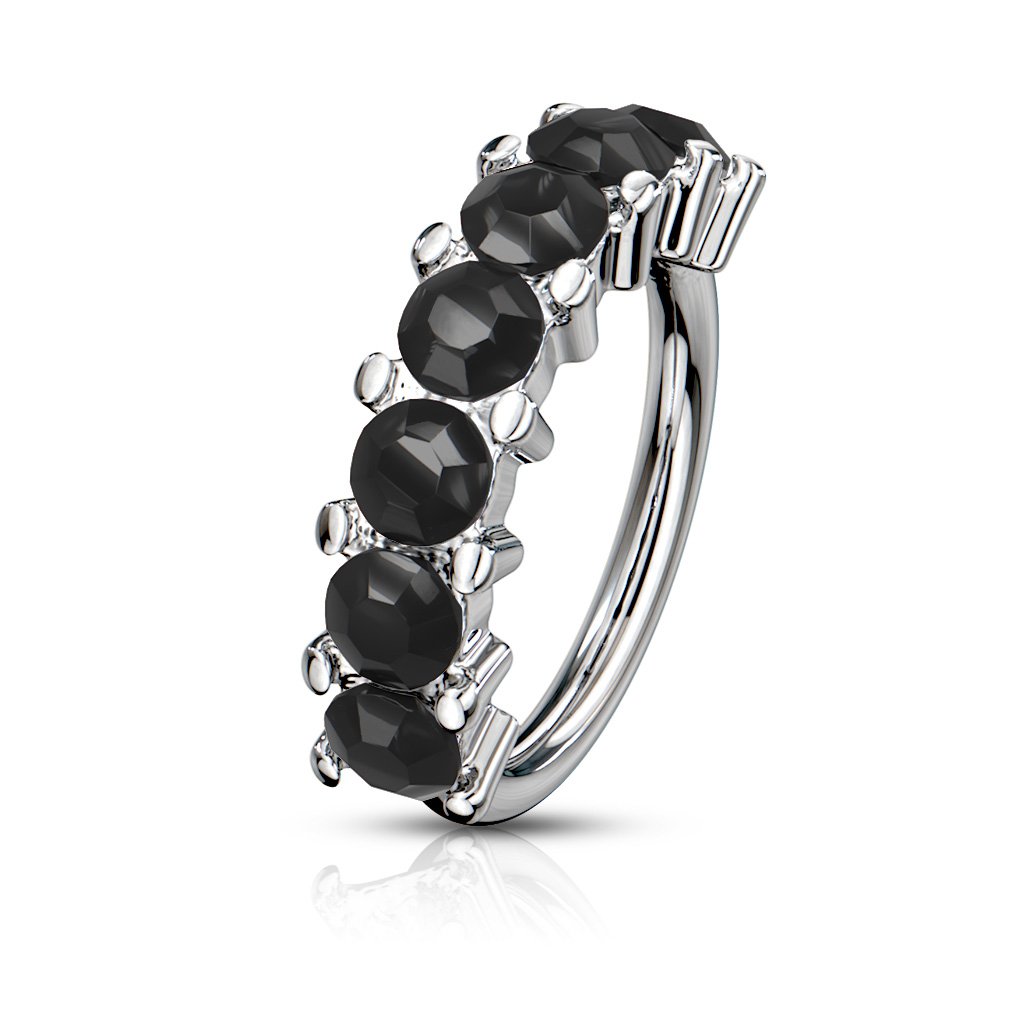 18 Gauge Black Gem Lined Bendable Hoop Ring