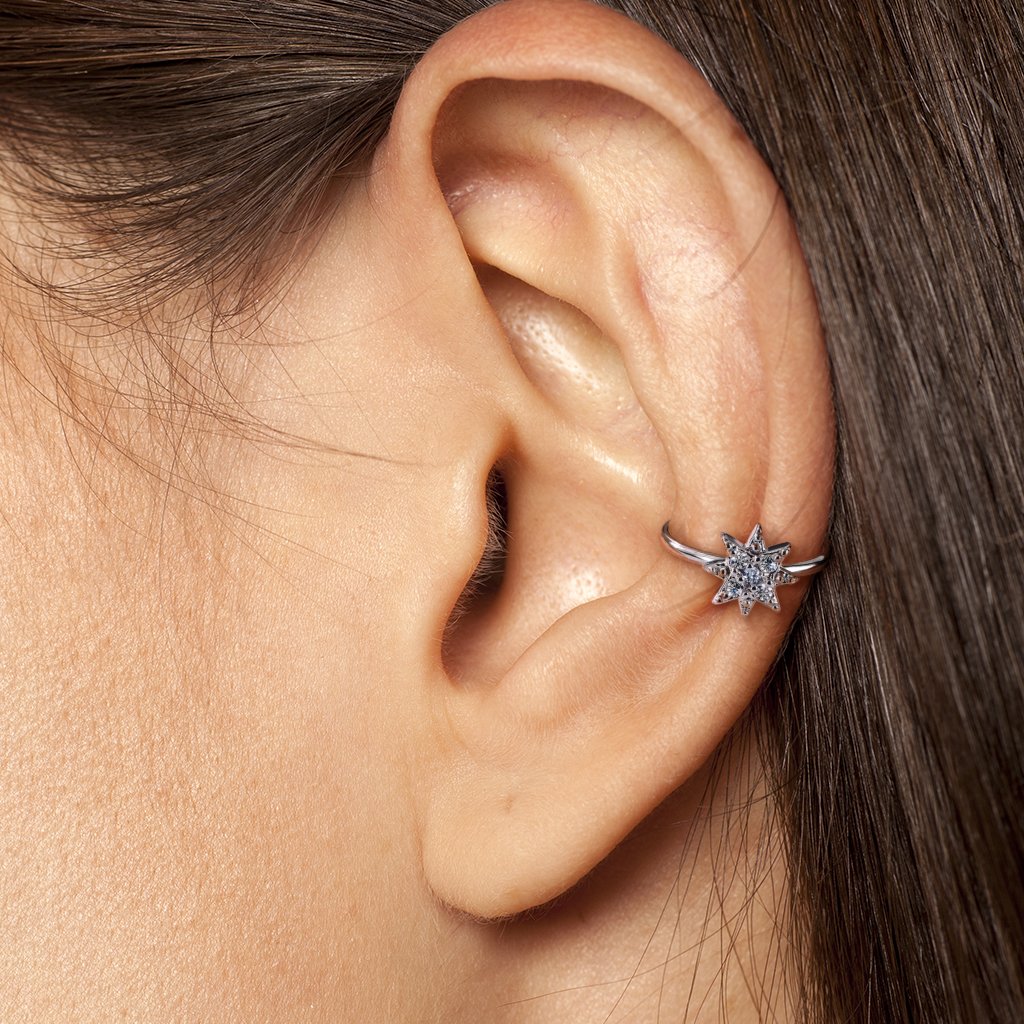 20 Gauge Crystal Starburst Hoop Ring For Nose & Ear