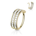 20 Gauge Double Lined Gold Half Circle Crystal Hoop Ring