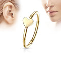 20 Gauge Gold Heart Hoop Ring for Nose & Ear