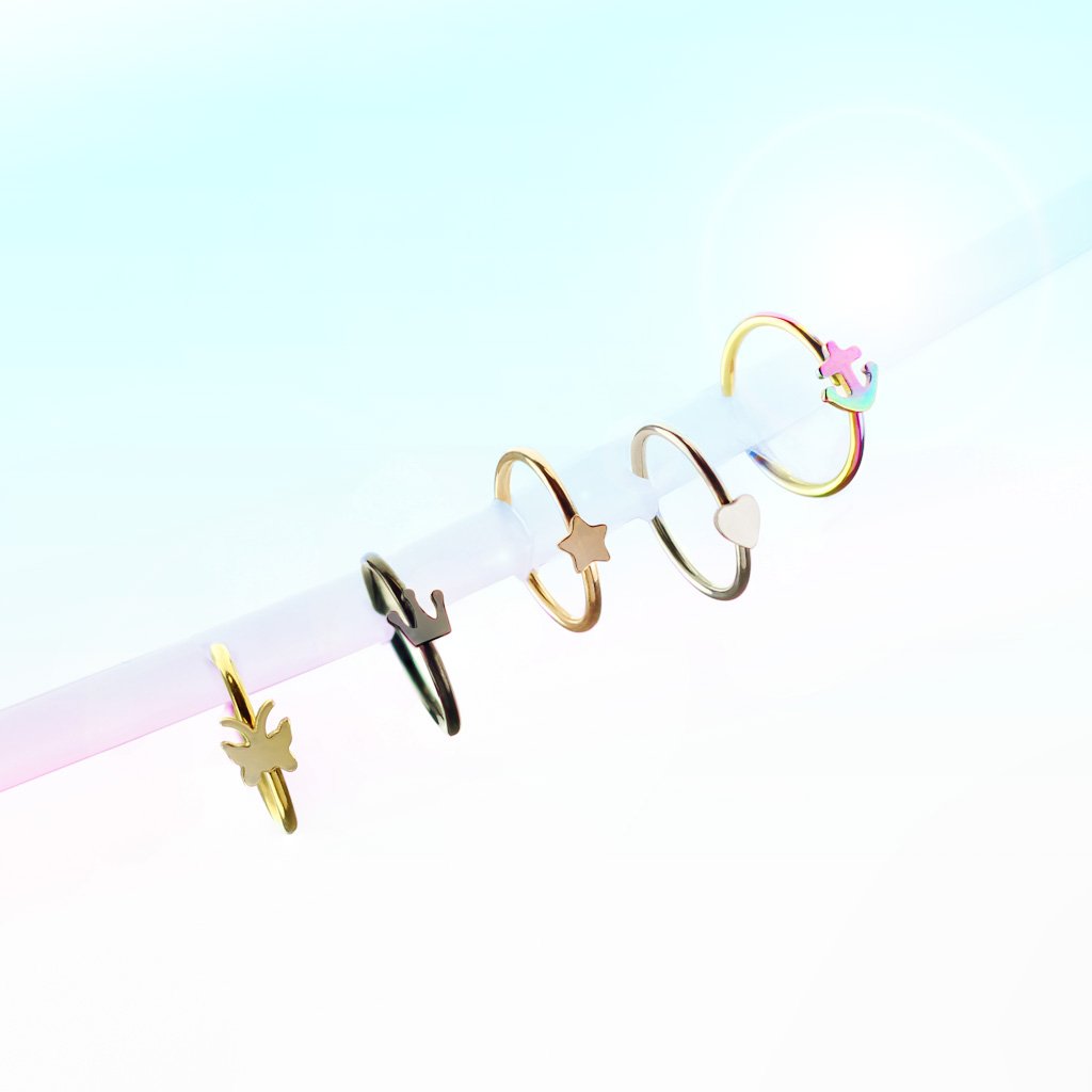 20 Gauge Rainbow Heart Hoop Ring for Nose & Ear