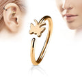 20 Gauge Rose Gold Butterfly Hoop Ring for Nose & Ear