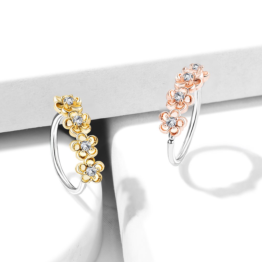 20 Gauge Rose Gold Daisy Bendable Hoop Ring