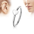 20 Gauge Silver Heart Hoop Ring for Nose & Ear