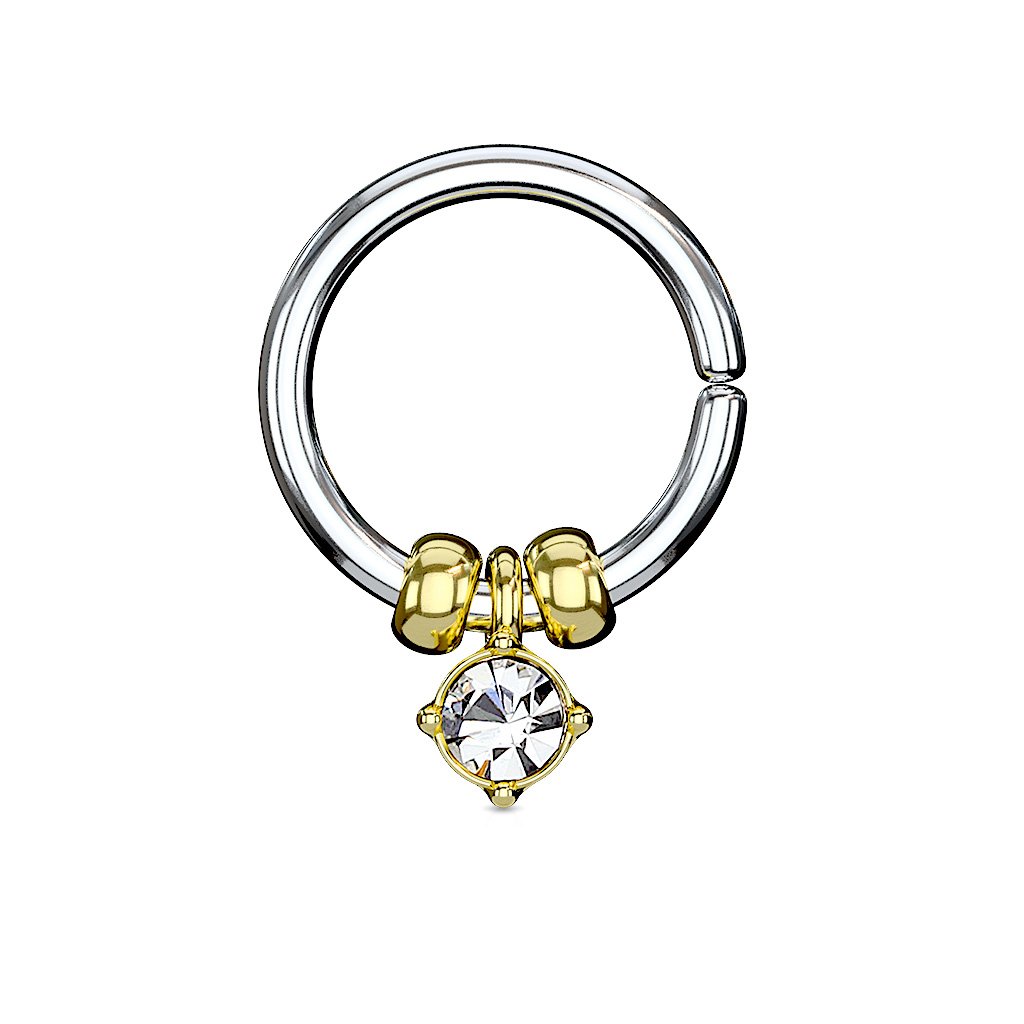 Surgical Steel Annealed Bendable Crystal Cut Ring