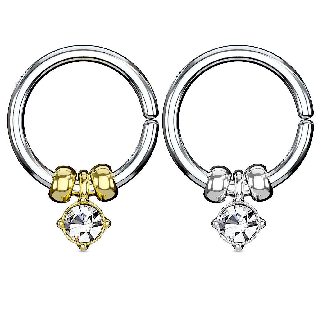 Surgical Steel Annealed Bendable Crystal Cut Ring