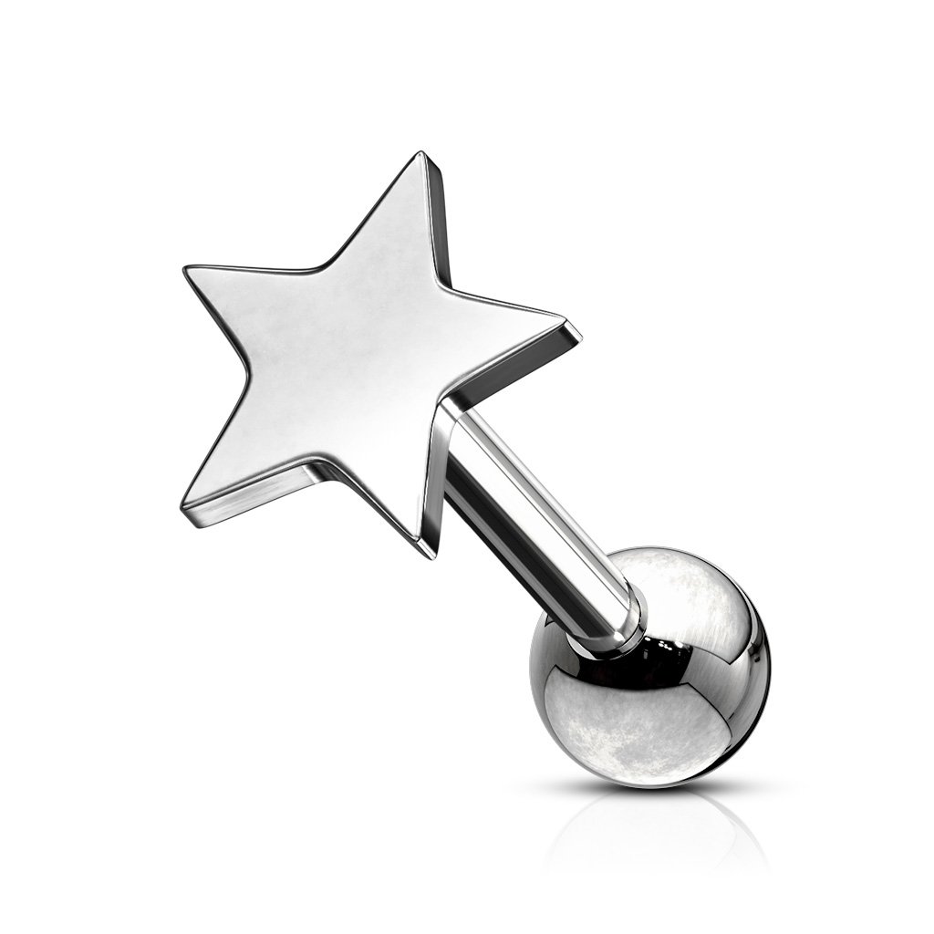 16 Gauge Star Top Cartilage / Tragus Stud