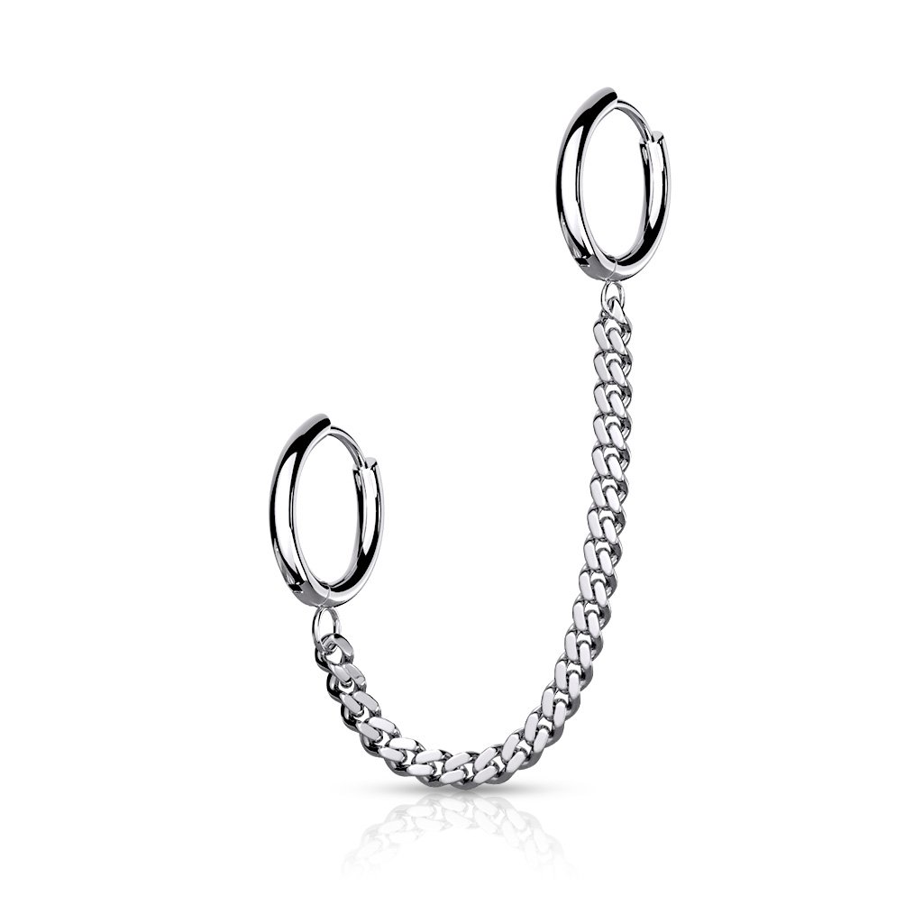 Chain Linked Round Clicker Ear Hoop Earrings