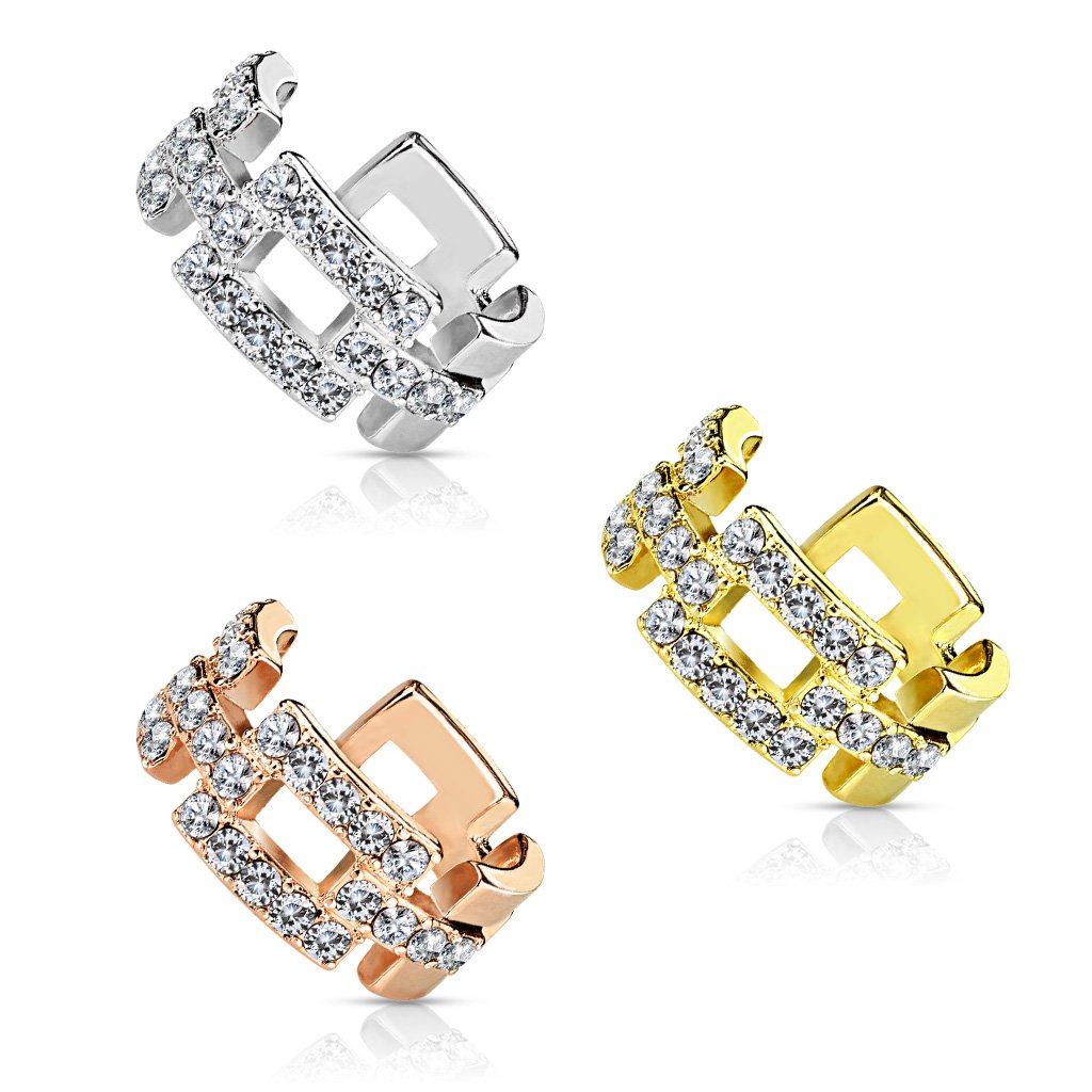 Clip On Crystal Ear Cuff