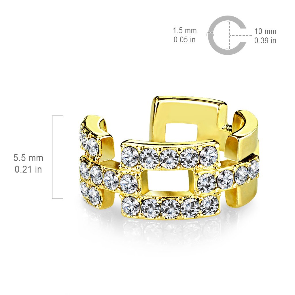 Clip On Crystal Ear Cuff