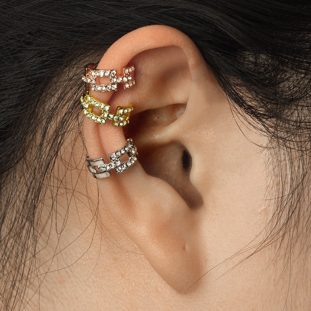 Clip On Crystal Ear Cuff