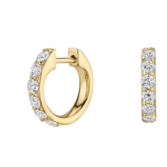 Crystal Set Golden Huggie Hoop Earrings