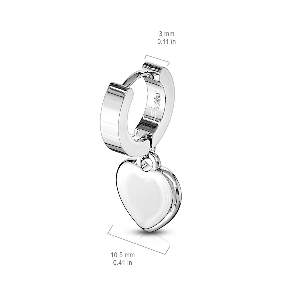 Dangling Heart Huggie Hoop Earrings - Gold