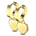 Dangling Heart Huggie Hoop Earrings - Gold