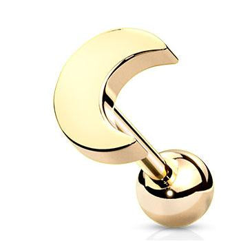 16 Gauge Crescent Moon Top Cartilage Tragus Stud